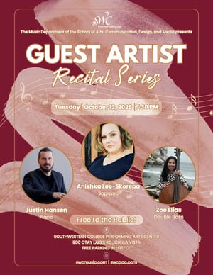 Anishka Lee-Skorepa Recital  @ SWC Oct. 13, 2026